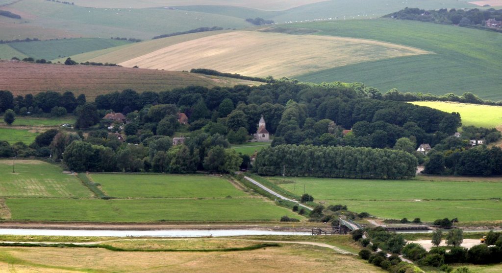 2008.07.19 - view west towards Southease and the River Ouse from the South Downs Way on the side of Itford Hill by Alwyn Rh Joyce