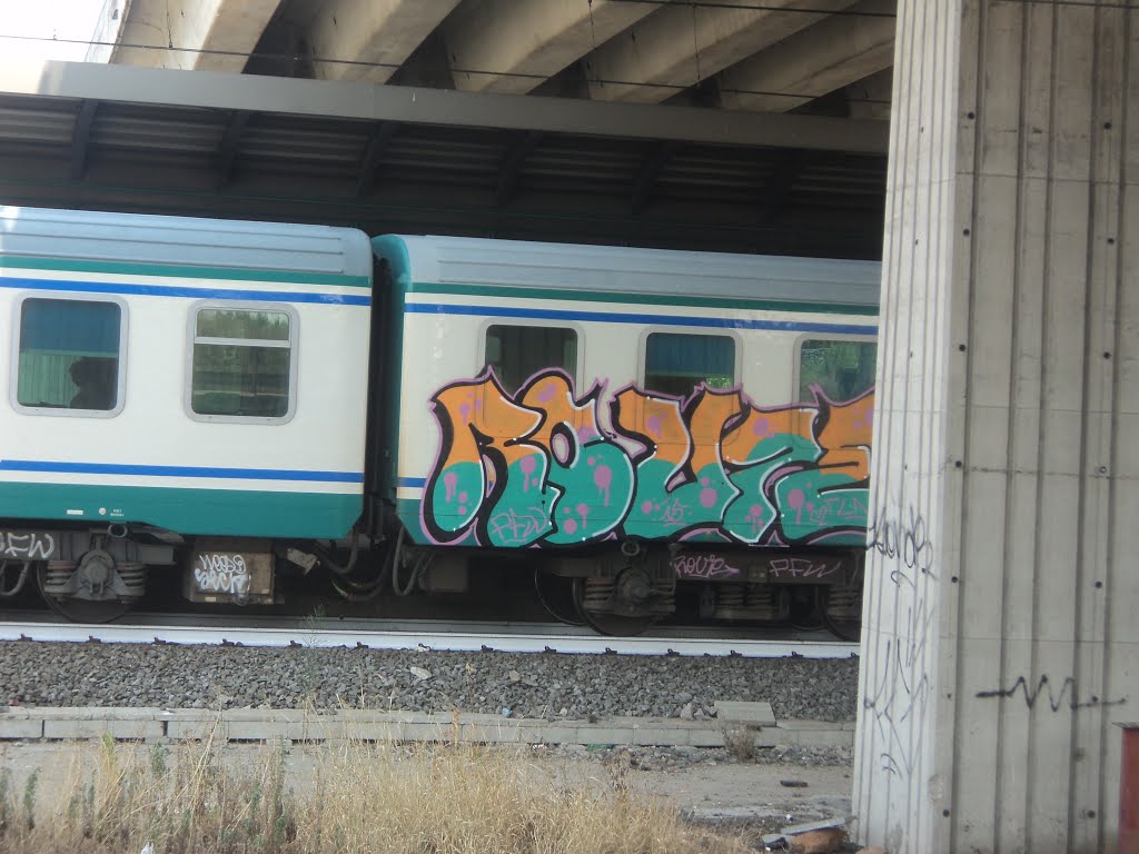 Graffiti on rolling stock in Rome by Nicholas Frisardi