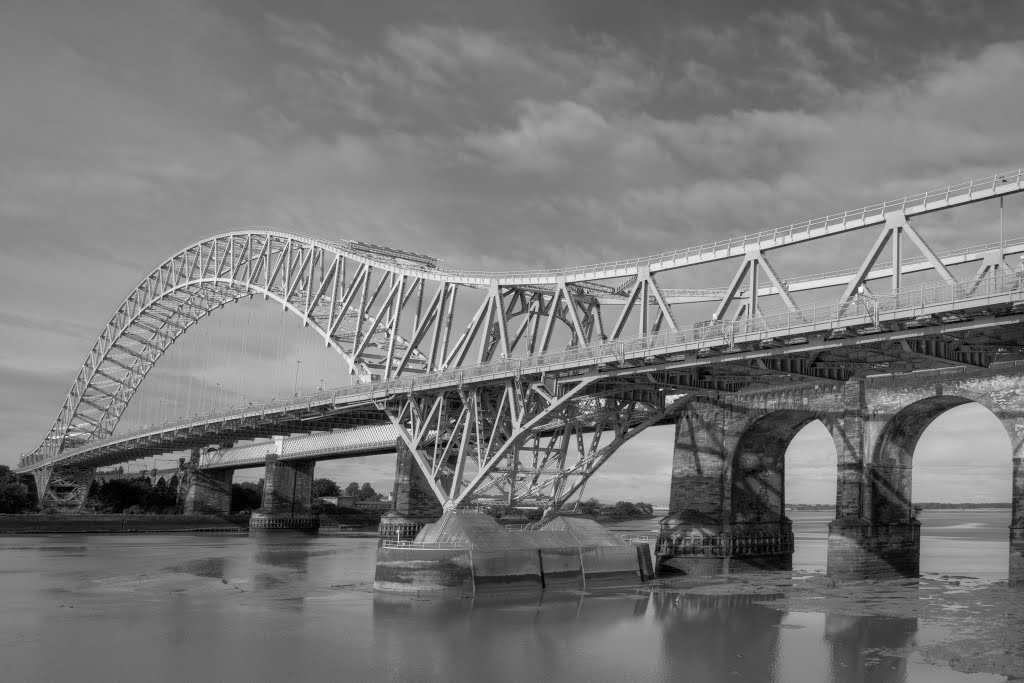 RUNCORN BRIDGE (SILVER JUBILEE BRIDGE), RUNCORN, CHESHIRE, ENGLAND. by CHRIS NEWMAN