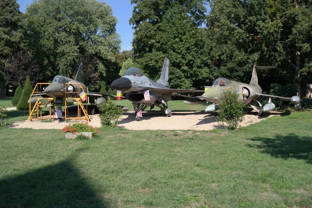 Savigny-les-Beaunes, combat aircraft collection - l2r - Mirage V, F-16, F104 by Stephan Maria Hitzel