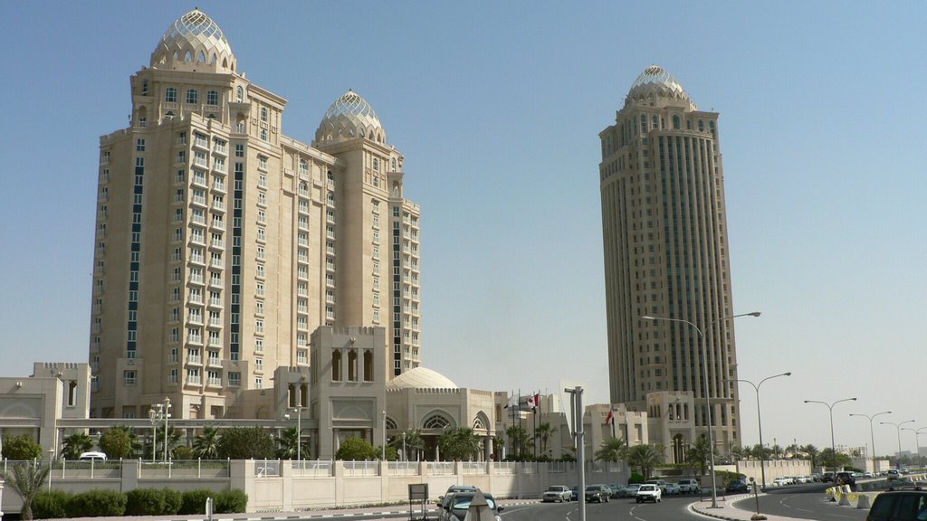 West Bay Skyline: Hotel Four Seasons & Qtel tower by Ladislav Smugala