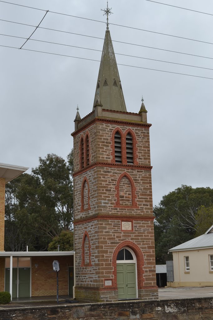 Semi-front view of bell tower by Phaedrus Fleurieu