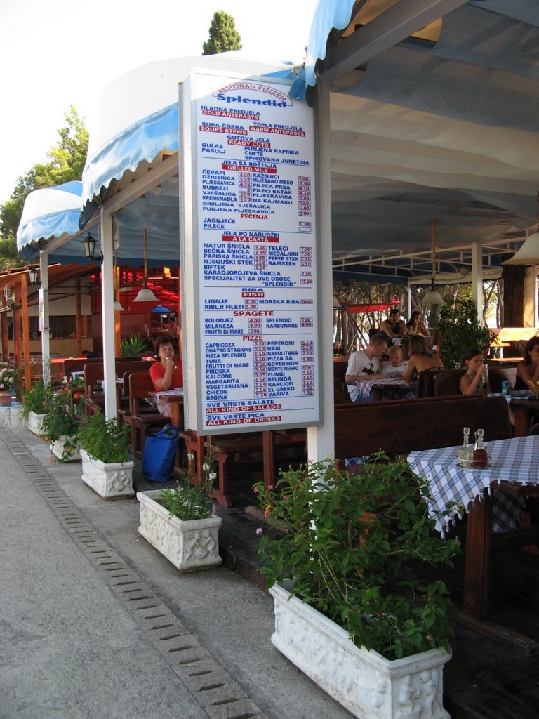 Šušanj, restoran pizzeria Splendid, cenovnik by Dejan Kovačević