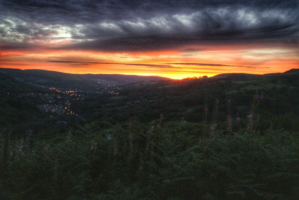 Sunset over the rhondda by tony jones