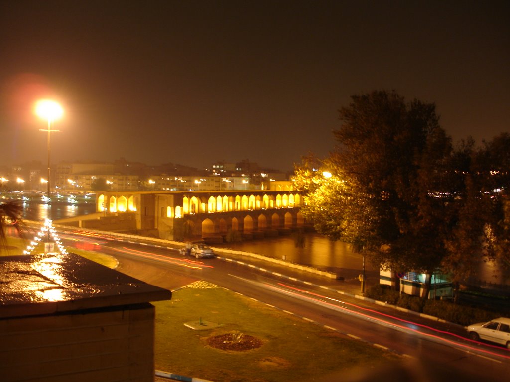 Khajoo bridge at rainy night. by amir.mms