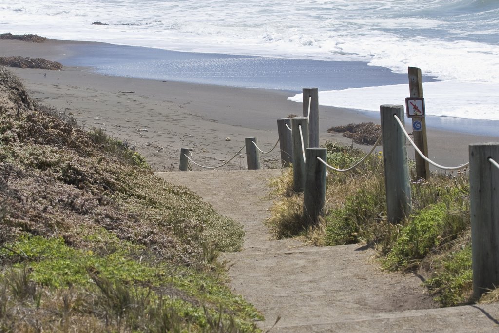 Dirt stairway to Moonstone Beach, Cambria, CA by stan55