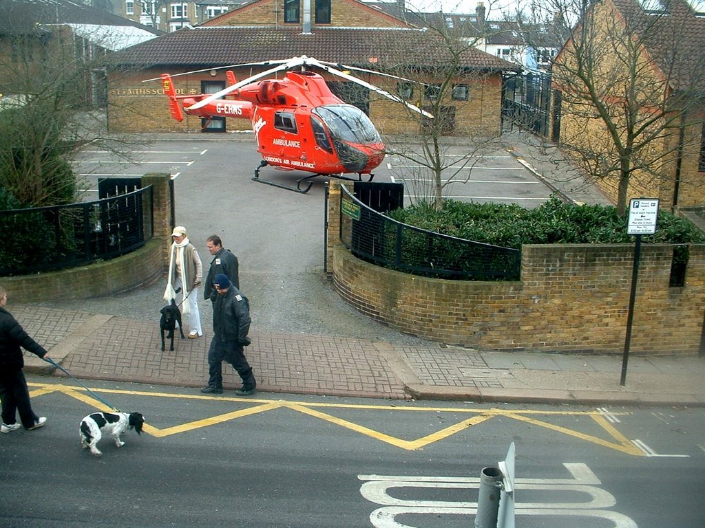 Helicopter at St Faiths school by John Last