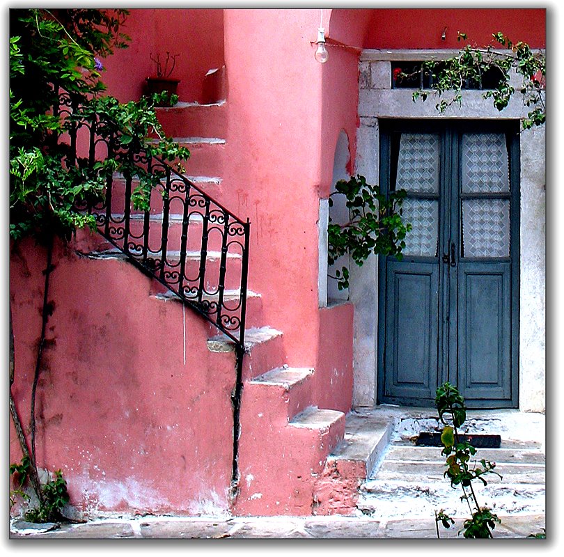 The pink house at Chalki, Naxos (Cyclades, Greece) by E. Papadakis