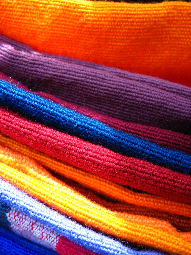 Fabrics on marquet in San Juan Chamula by Peter Groenendijk