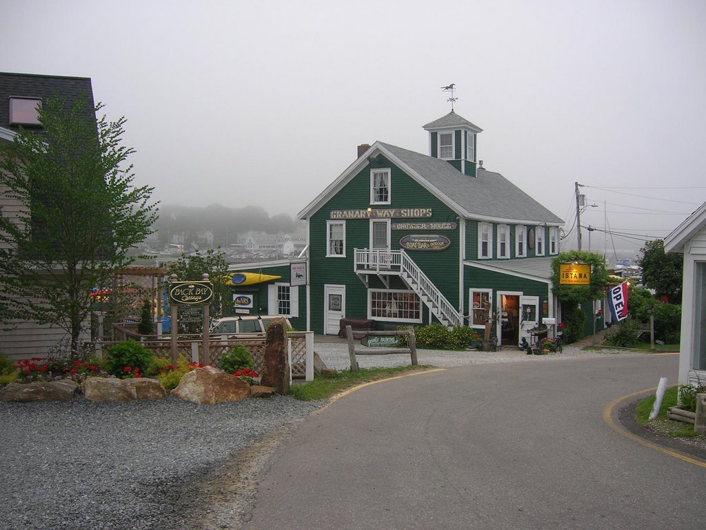 Boothbay Harbor, Granary Way shops by Edward Rooks