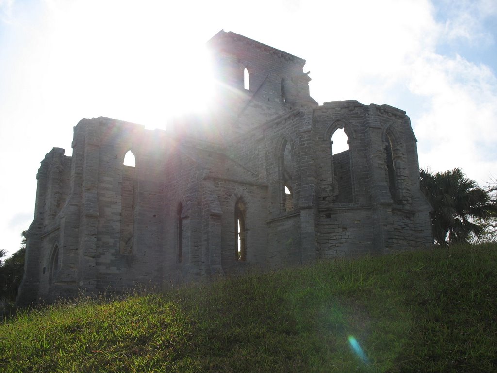 Sun through the unfinished church by crimefightingsushi