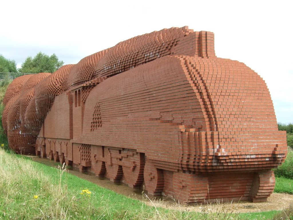 Brick train sculpture by disleydog