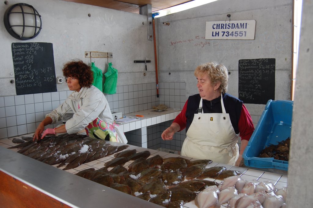 Stand of fresh fish by Lecleire Jacques