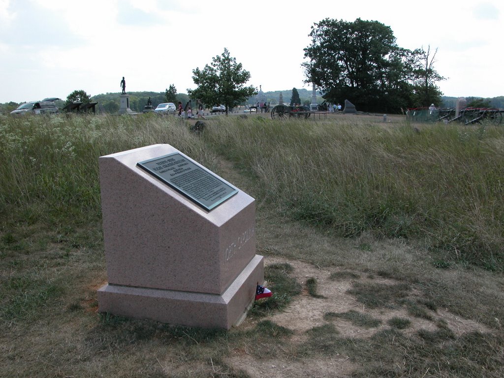 26th North Carolina Infantry Advance Marker, Looking Southward down Cemetery Ridge, with the "Copse of Trees" in the Right Background by Seven Stars