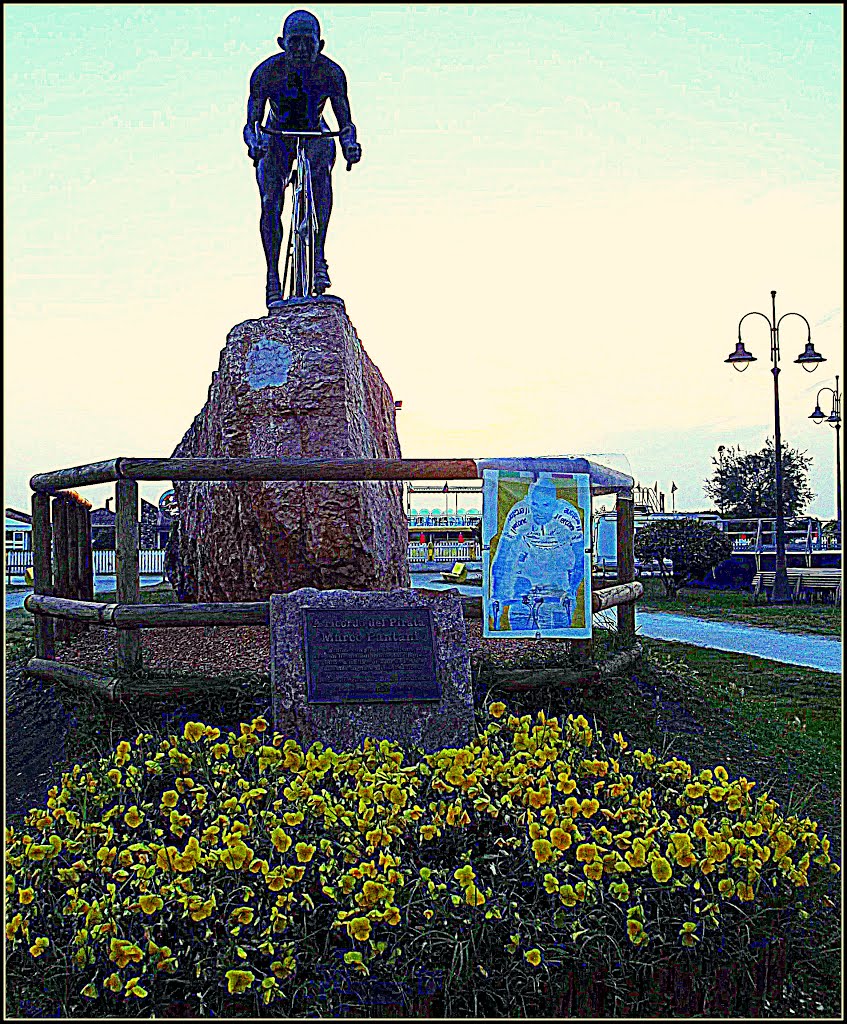 In Vertical...Sunrise... Photos with the front rising sun: Monument to the memory of the great Marco Pantani (the Pirate), in Cesenatico. by gianluigi bonomini