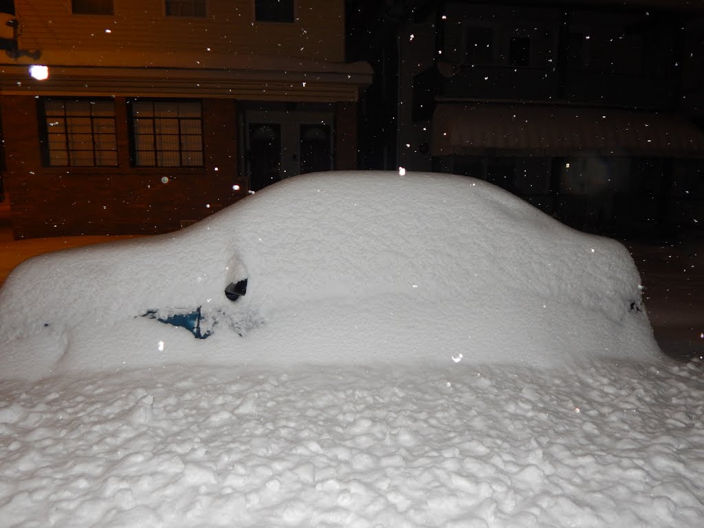 A car almost completely covered by Winter Storm Jonas by Laura Sunshine