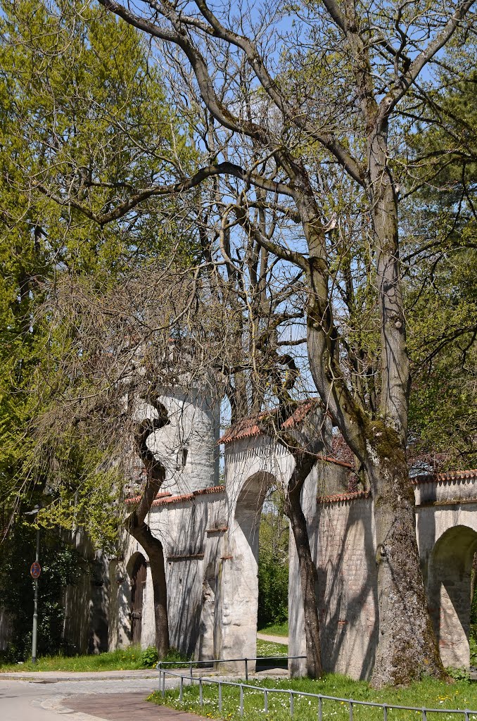 Stadtmauer u. Tor an der Malteserstr., Landsberg am Lech, Bayern, Mai 2016 by PETEGE