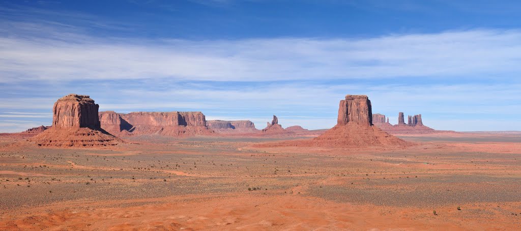 Looking northwest to Merrick, the Mittens, Sentinel Mesa by John Roberts