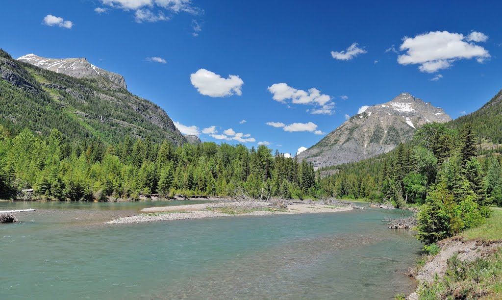 McDonald creek with Heaven's Peak on the left, Cannon on the right by John Roberts