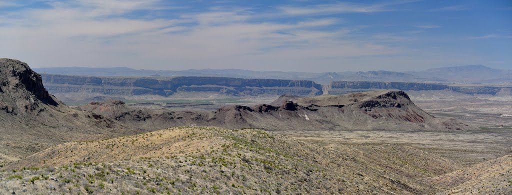 Looking toward the Santa Elena canyon where the Rio Grande exits into the lowlands by John Roberts