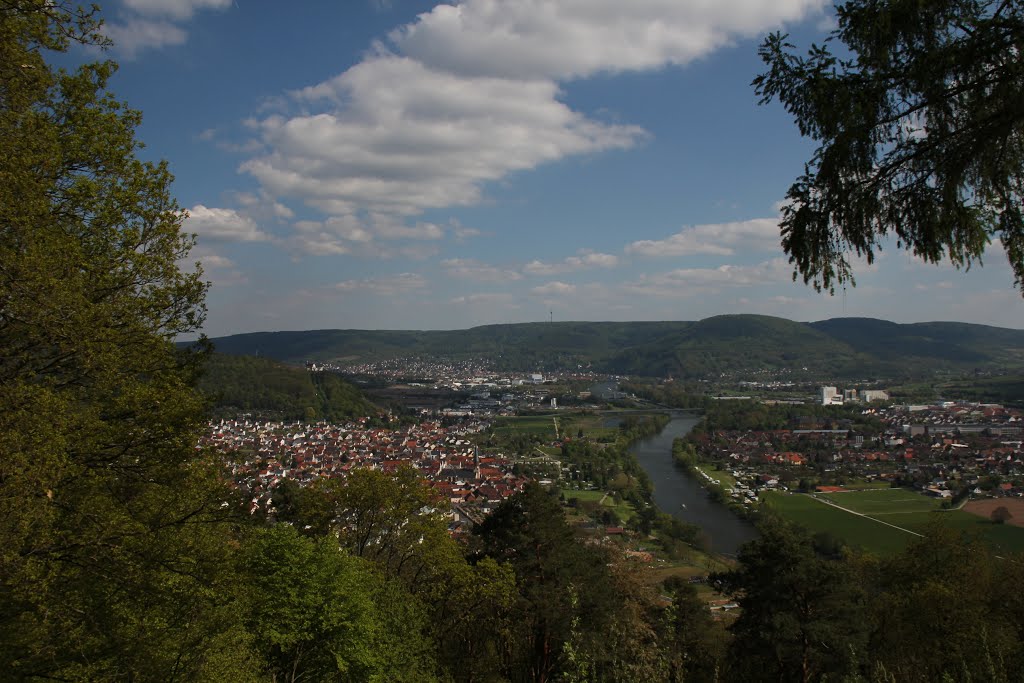 Großheubach, Deutschland, Blick von der Schutzhütte am Busig auf Großheubach, Anfang Mai 2016 by kdh865