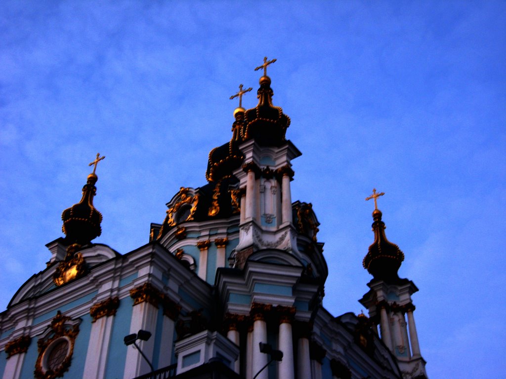 Cupolas of Andriivska church at evening by ~★Alex_G★~