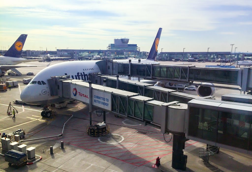 Frankfurt Airport, Lufthansa A380 by Rick Gros