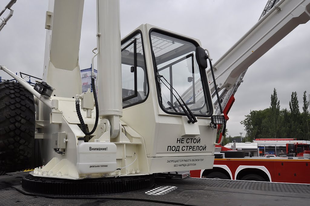 Cabin of EMERCOM truck crane KS-55713-5V based on shassis KAMAZ-43118 at Integrated Safety and Security Exhibition 2016 by IPAAT