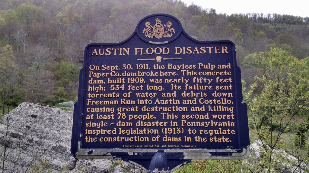 Austin Dam Ruins sign by thewatsons