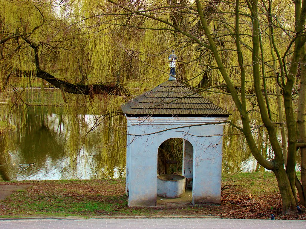 Brzeziny- kapliczka św.Jana Nepomucena patrona wód z widoczną w środku studzienką/koniec XVIIIw./ by Witold Lewandowski