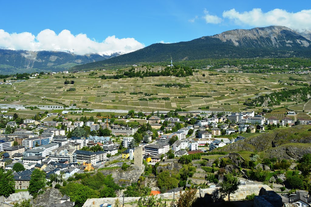 Panorama di Sion e della valle del Rodano dalla Basilica di Notre-Dame de Valère by Geo S