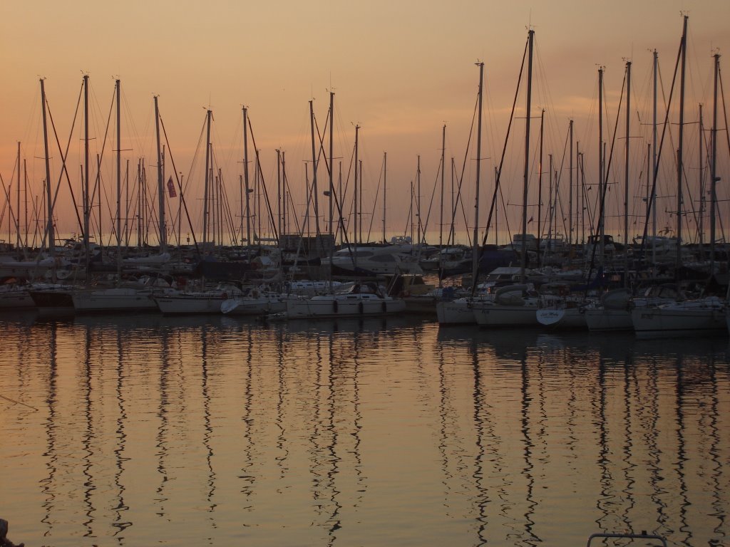 Sunset on Izola Marina by drummerlizard