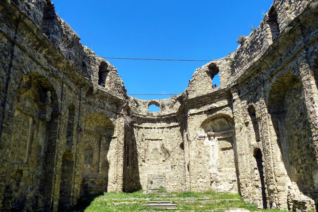 Inside the ruin of the Roman church San Nicolá. Bajardo, Liguria by Helvi H.