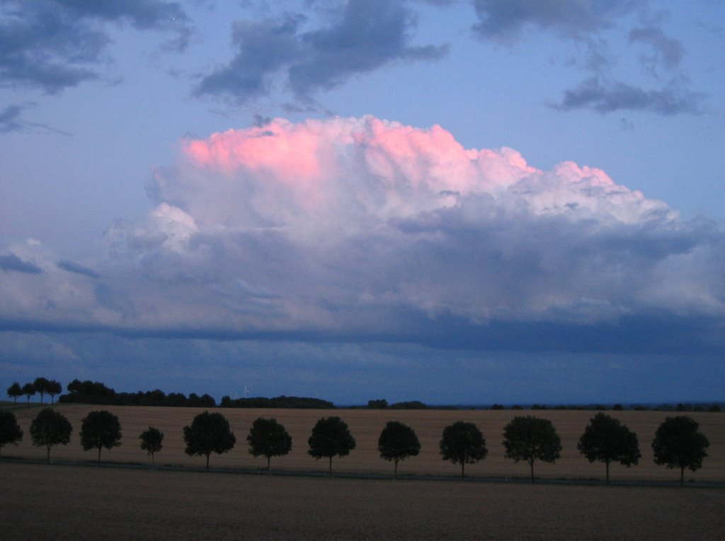 Nottuln, Blick über die B 525 auf Stockum am Abend by wthiemann