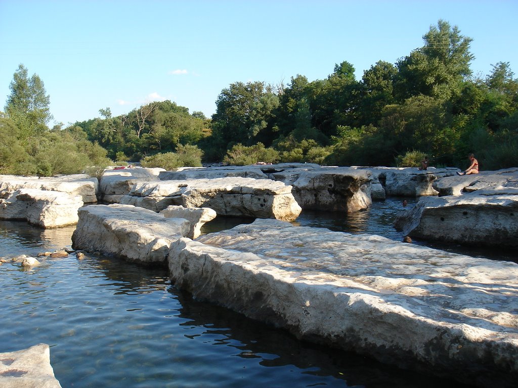 Limestone eroded by the Chassezac river at Chaulet by stephane.labrosse