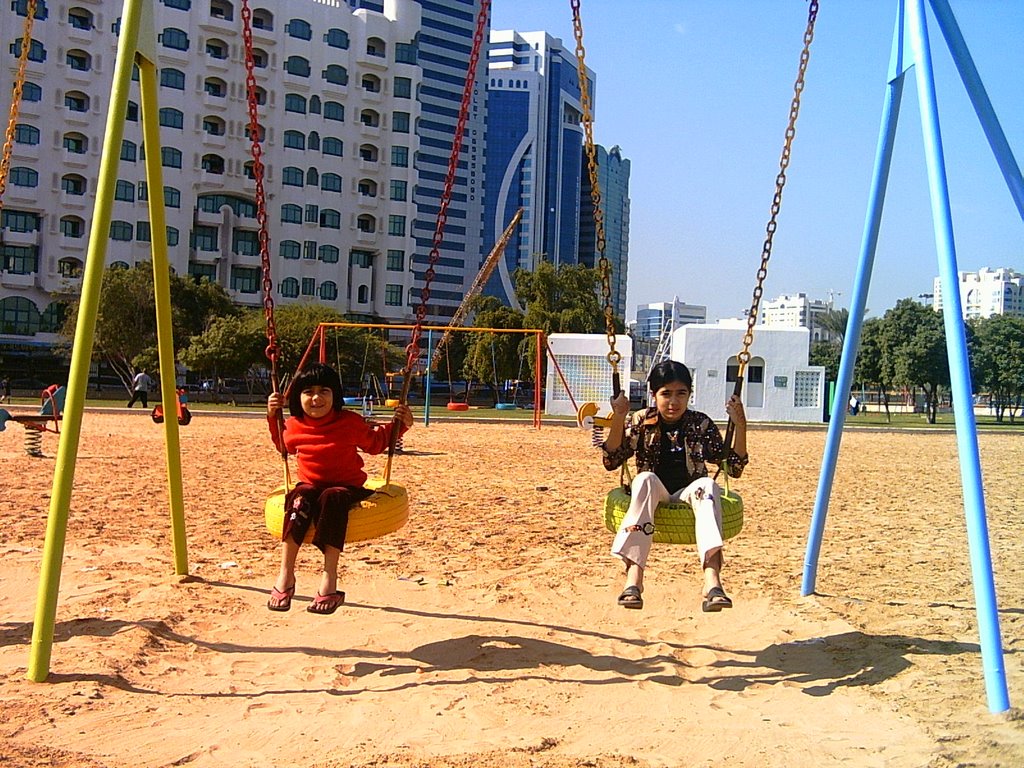 Swings at Majaz Park, Happy & Faryal by Ejaz Haider