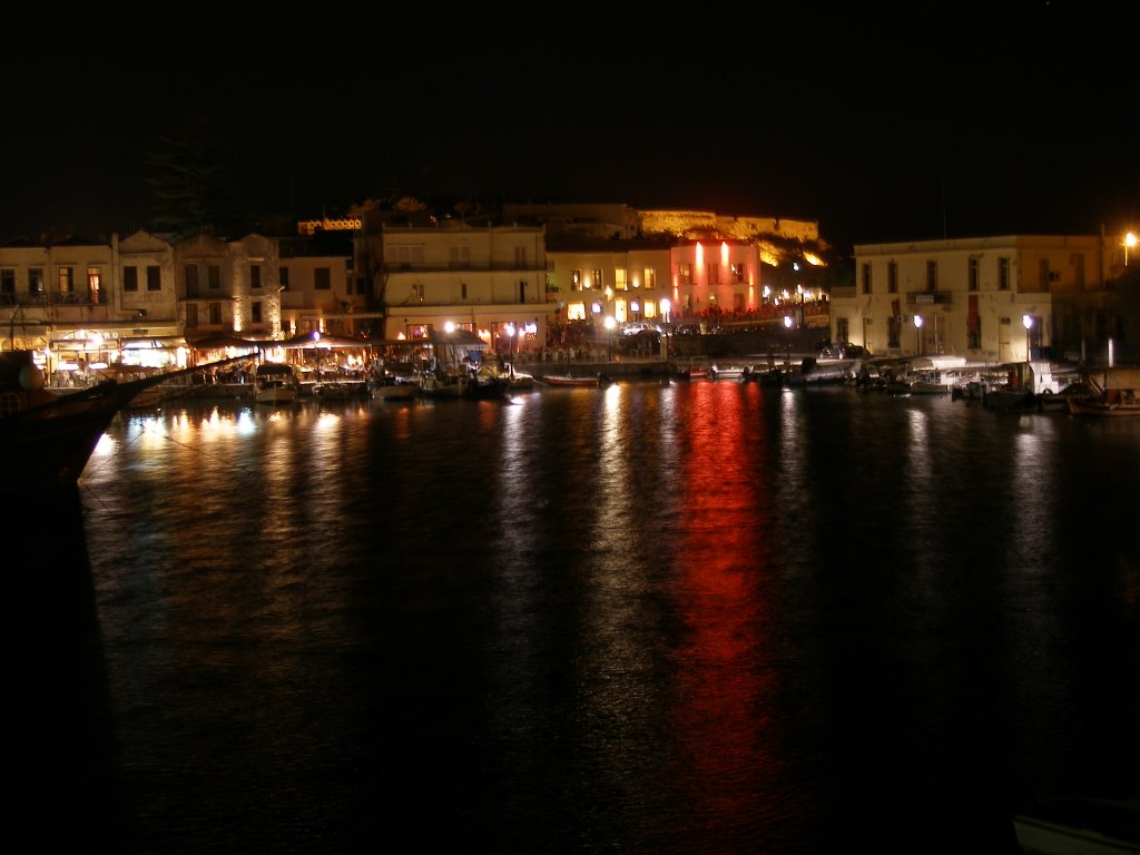 Rethymnon:Harbor night view to the Castle by ANDREAS KEF