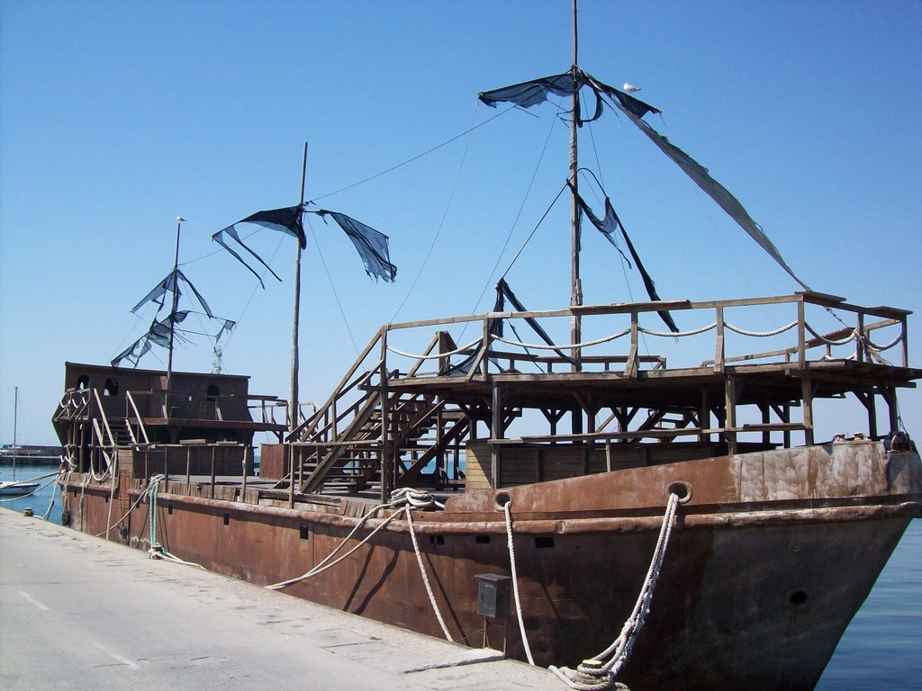 Old Ship at Port Pomorie by Yovcho Stoyanov