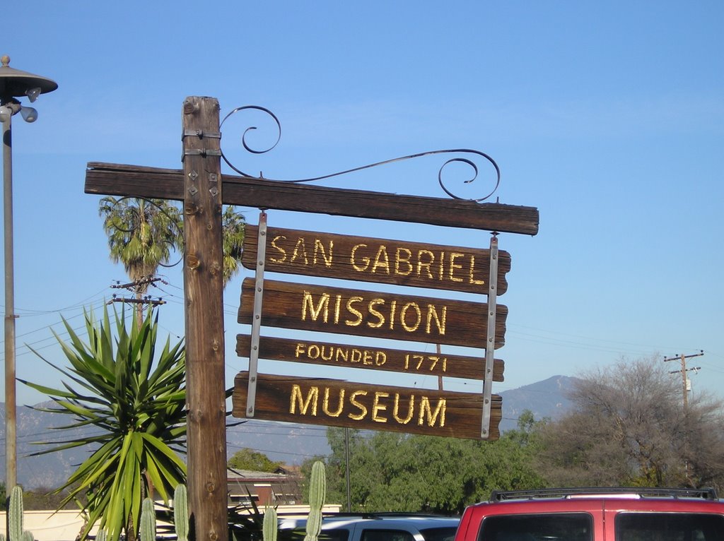 San Gabriel Mission Sign by PhxPhotographer