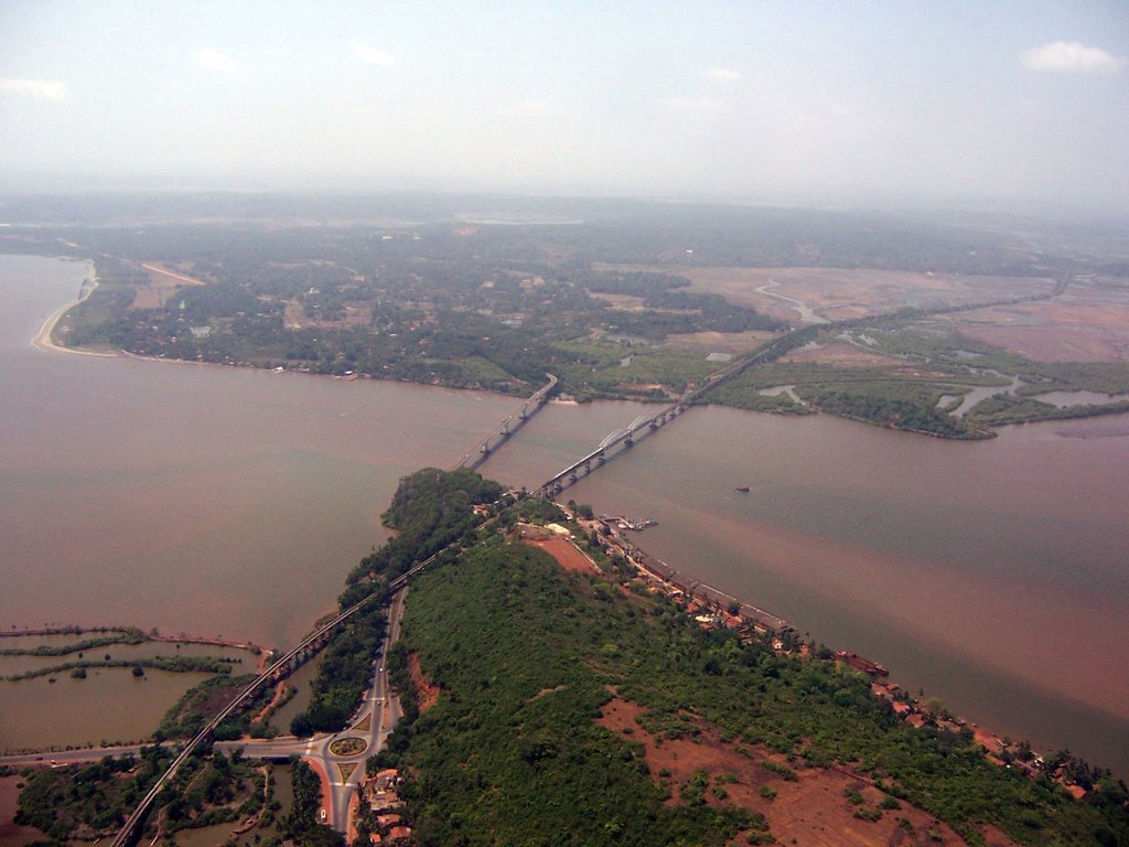 Aerial View of Bridges at Zuari River, Goa by Dr. Prajakt Kamulkar