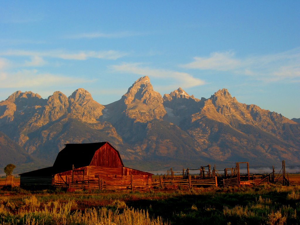 Mormon Row Barn and Grand Teton by Libbylou