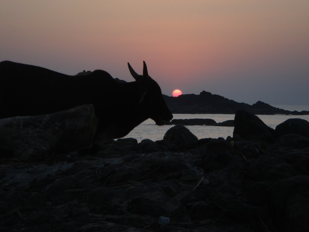 Sunset at Om Beach Gokarna by Mark S.