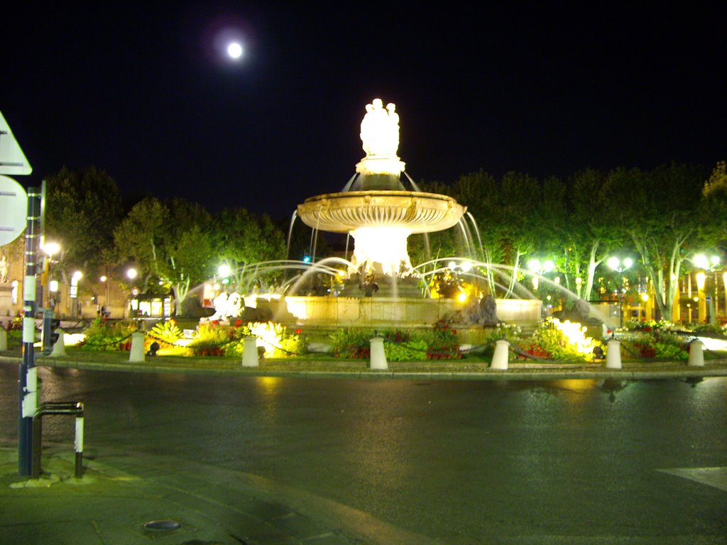 Aix fontana By night by riky1000