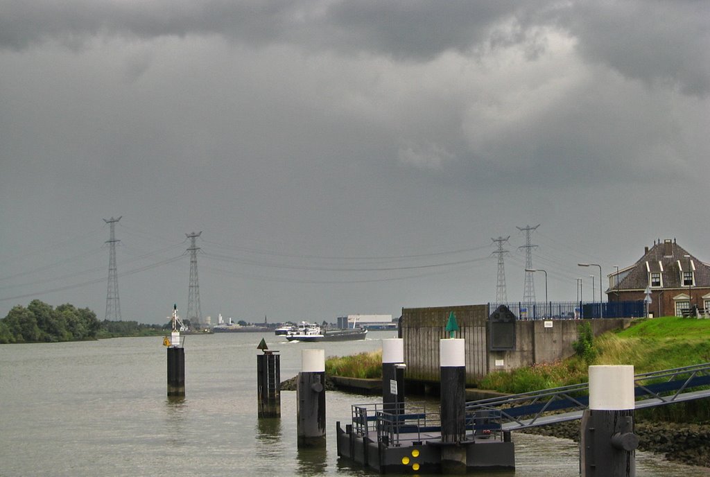 HIGH Tension over river LEK near Kinderdijk by Feika