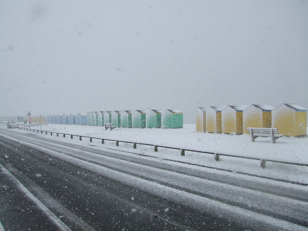 Beach Huts In The Snow by sydneyhughes