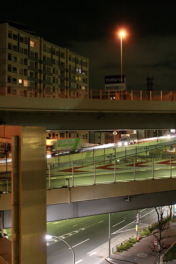 Elevated roads, Roppongi, night, 1 by Fil Baumanis