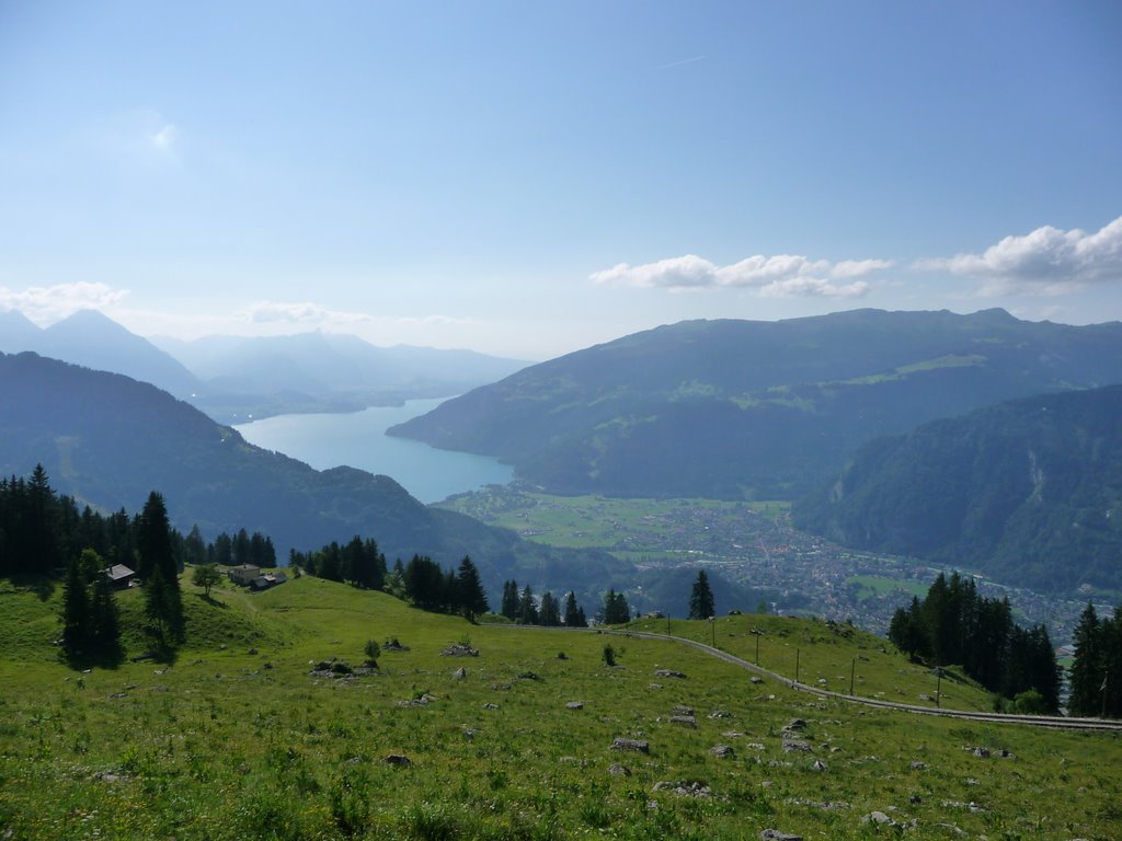 View of Thuner See and Interlaken from Schynige Platte train by aachenjones