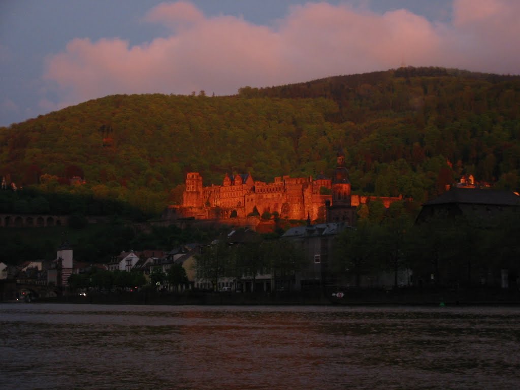 Schloss at sunset, Heidelberg by traviswould