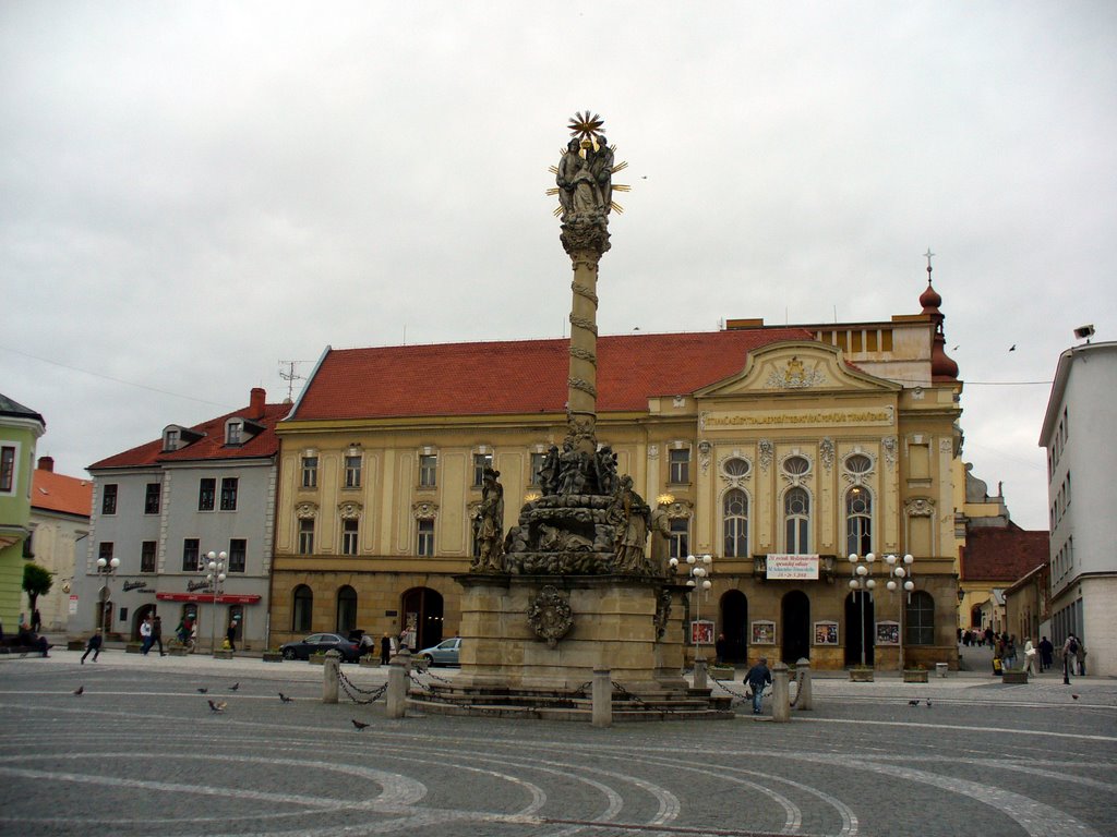 Nagyszombat régi városmagja a Szentháromság szoborral by Csiffáry Gabriella