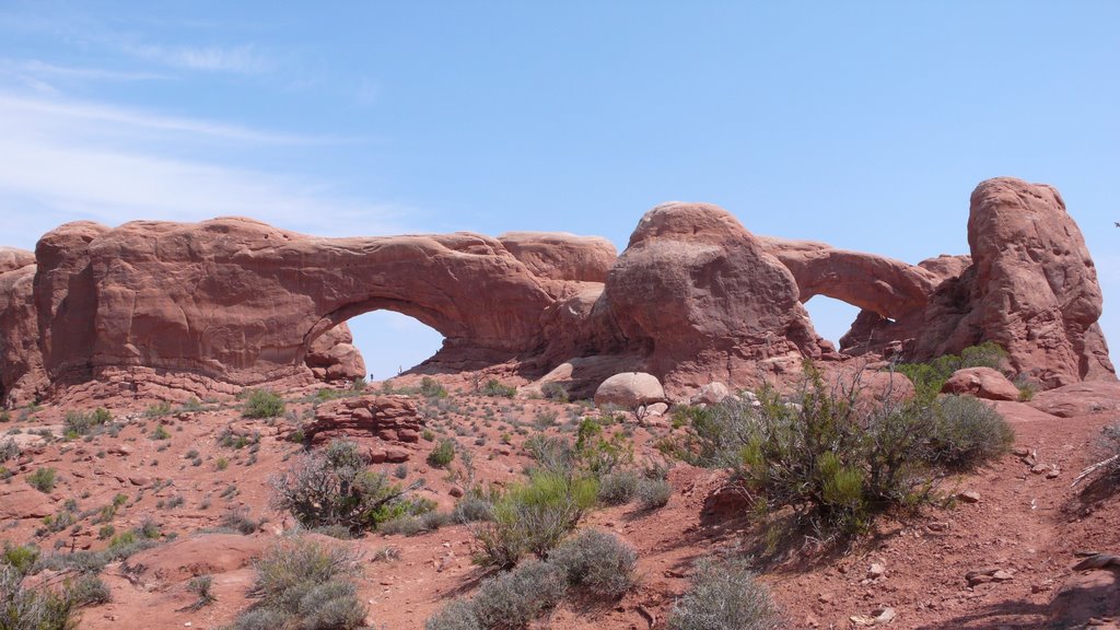 View of North Window and South Window in Arches National Park by usawest